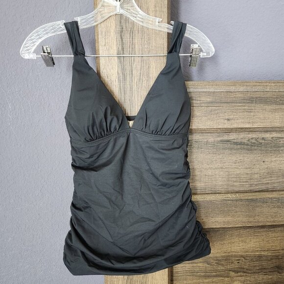 Tommy Bahama Swim Tank Top Women's Small Black Tankini Bikini Halter Ruched - Picture 3 of 10